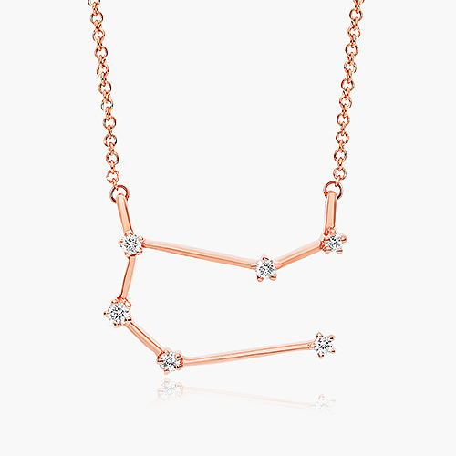 14K Rose Gold Lab-Created Diamond Aries Constellation Necklace