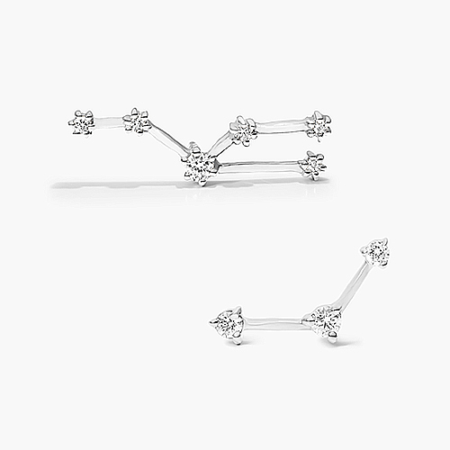 14K White Gold Lab-Created Diamond Pisces Constellation Stud Earrings