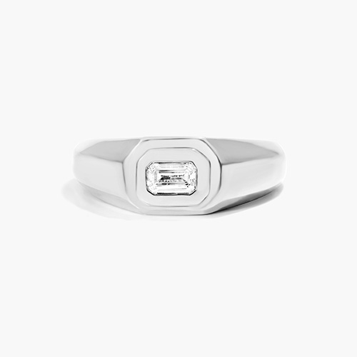 14K White Gold Emerald Cut Solitaire Diamond Ring