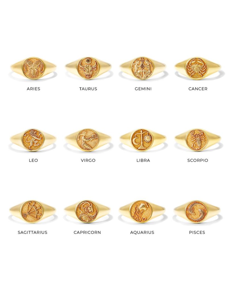 14K Yellow Gold Capricorn Zodiac Signet Ring