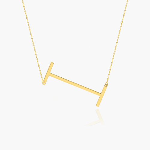 14K Yellow Gold Large Initial I Necklace