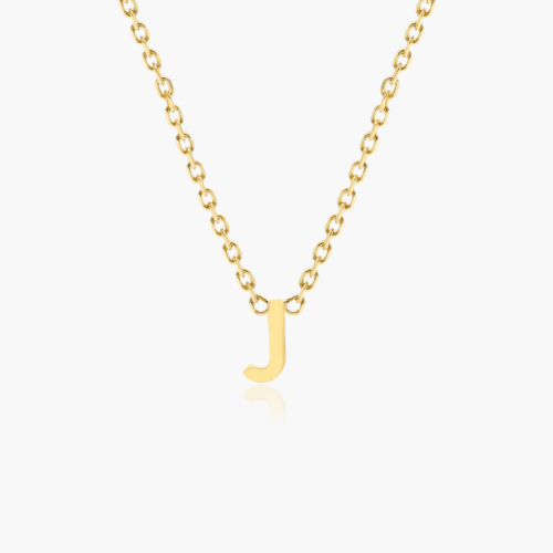 14K Yellow Gold Mini Initial J Necklace