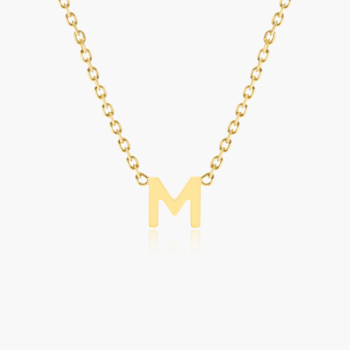 14K Yellow Gold Mini Initial M Necklace