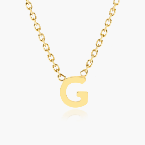 14K Yellow Gold Mini Initial G Necklace