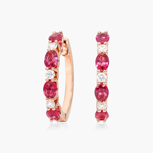 14K Rose Gold Oval Ruby And Diamond Ring