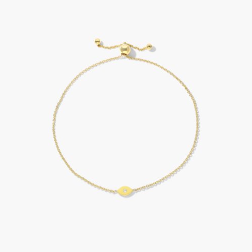 14K Yellow Gold Evil Eye Diamond Bolo Bracelet