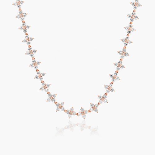 14K Rose Gold Blossom Lab Created Diamond Tennis Necklace
