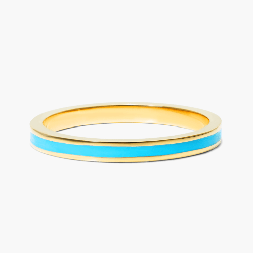 14K Yellow Gold Turquoise Enamel Ring