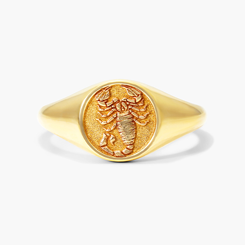 14K Yellow Gold Scorpio Zodiac Signet Ring
