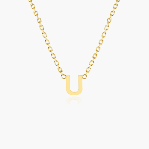 14K Yellow Gold Mini Initial U Necklace