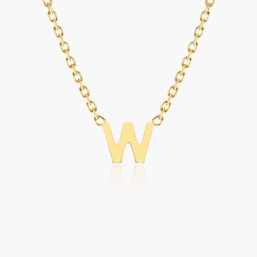 14K Yellow Gold Mini Initial W Necklace