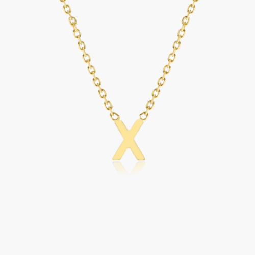 14K Yellow Gold Mini Initial X Necklace