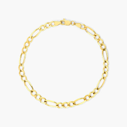 14K Yellow Gold 4.5mm Figaro Chain Bracelet - 7 Inches