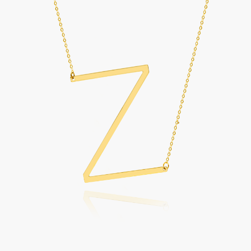14K Yellow Gold Large Initial Z Necklace