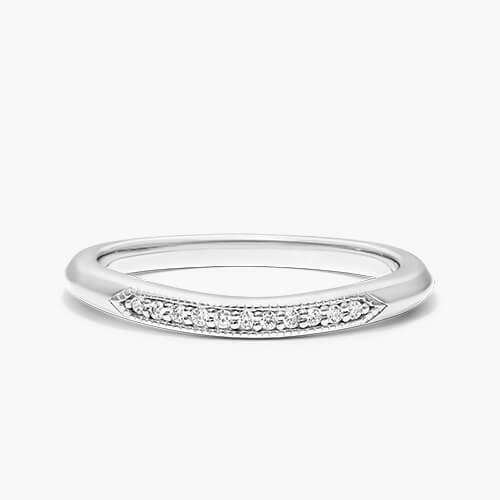 14K White Gold Modern Fleur-De-Lis Pavé Matching Wedding Ring