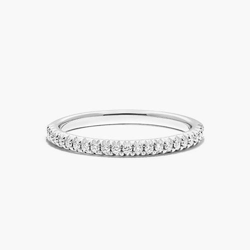 14K White Gold Flush Fit Pavé Wedding Ring