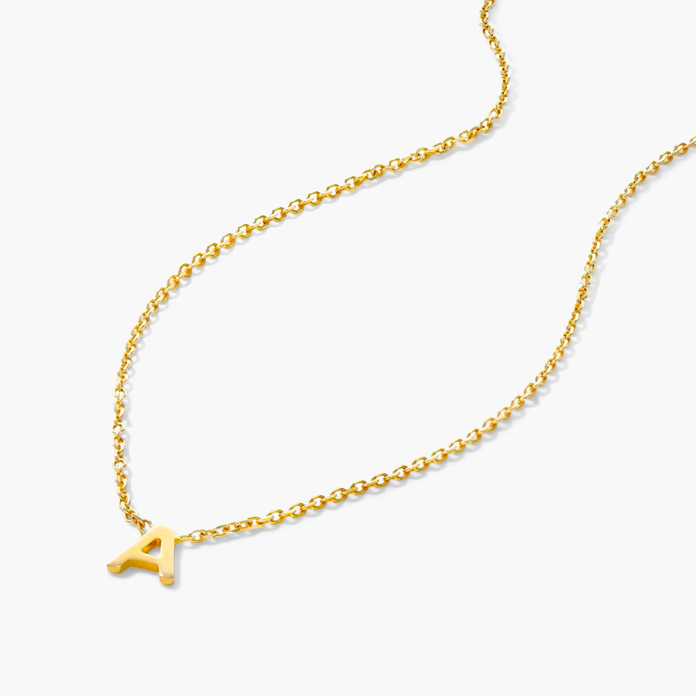 14K Yellow Gold Mini Initial A Necklace