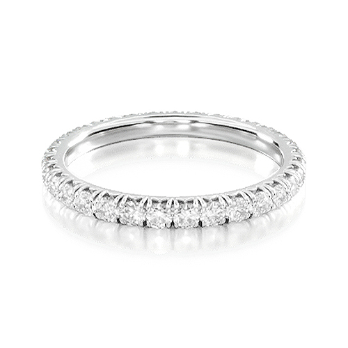 14K White Gold Low Dome Basket Lab Created Diamond Eternity Ring (3 CTW F-G / VS2-SI1)