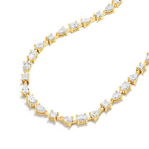 14K Yellow Gold Fancy Array Lab Grown Diamond Tennis Necklace