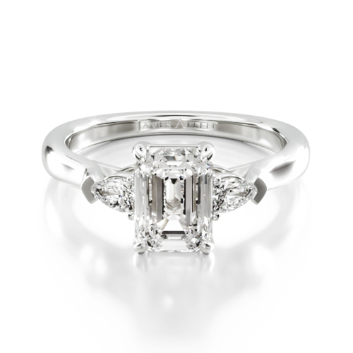 14K White Gold Three Stone Pear Shaped Engagement Ring