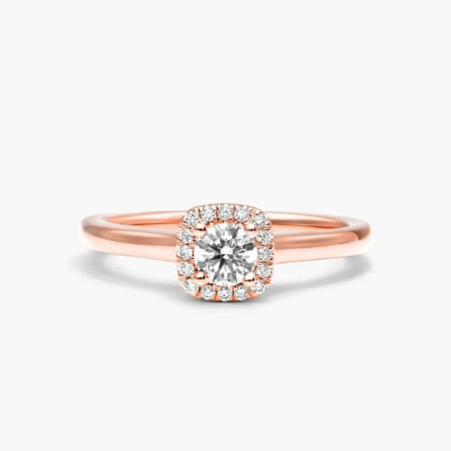 14K Rose Gold Cushion Halo Lab-Created Diamond Ring