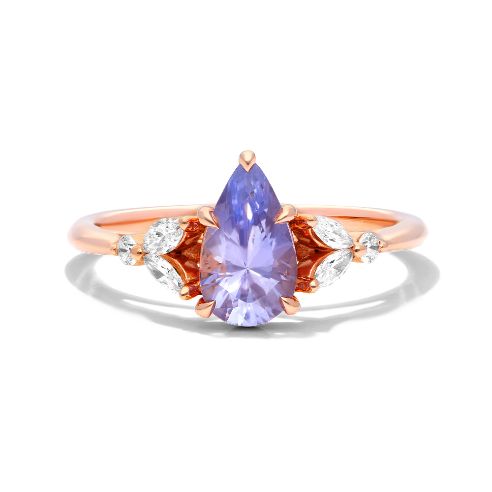 14K Rose Gold Laurel Leaves Diamond Engagement Ring