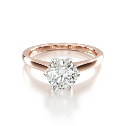 14K Rose Gold Tapered Six Prong Diamond Engagement Ring