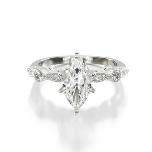 Three Stone Marquise Cut Diamond Ring