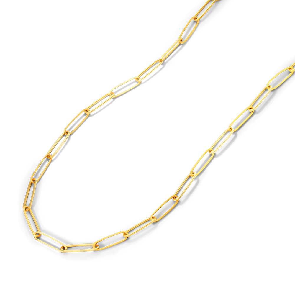 14K Yellow Gold 2.6mm Elongated Paperclip Link Chain