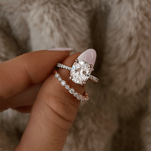 14K Rose Gold Petite Pavé Crown Diamond Engagement Ring