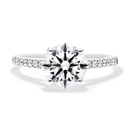 14K White Gold Petite Pavé Cathedral Engagement Ring