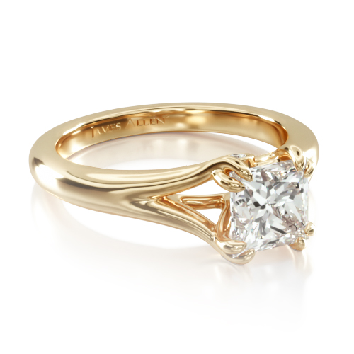 14K Yellow Gold Classic Split Shank Solitaire Diamond Engagement Ring