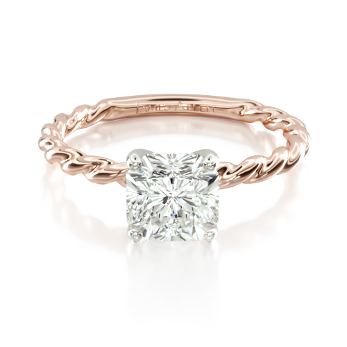 14K Rose Gold Cable Solitaire Engagement Ring