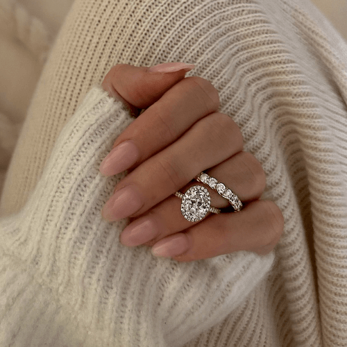 18K Yellow Gold Pavé Halo Diamond Engagement Ring