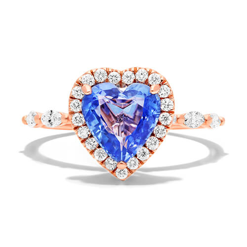 14K Rose Gold Marquise Row Diamond Halo Engagement Ring
