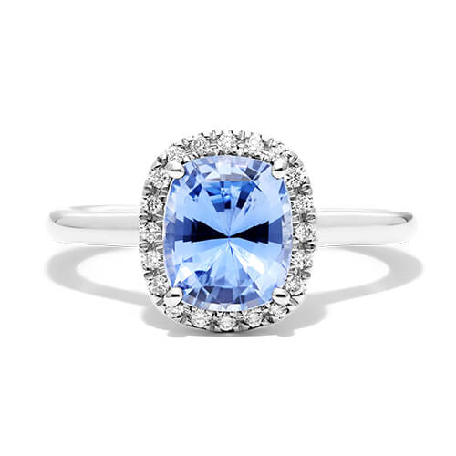 14K White Gold Pavé Halo Diamond Engagement Ring