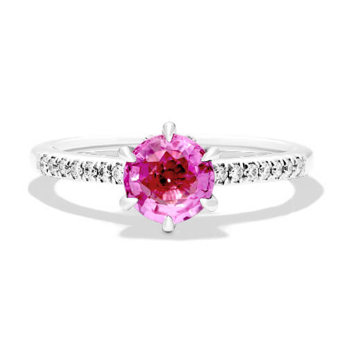 14K White Gold Modified French Cut Six Prong Engagement Ring
