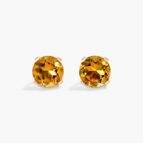 14K Yellow Gold Citrine Birthstone Earrings