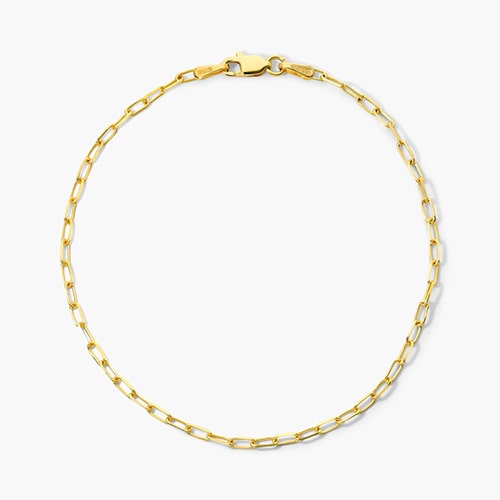 14K Yellow Gold 1.95mm Paper Clip Chain Bracelet