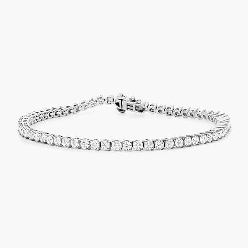 14K White Gold Two Prong Lab Created Diamond Tennis Bracelet 