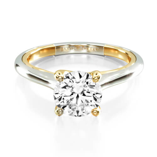 Two Tone Modern Twisted Solitaire Engagement Ring