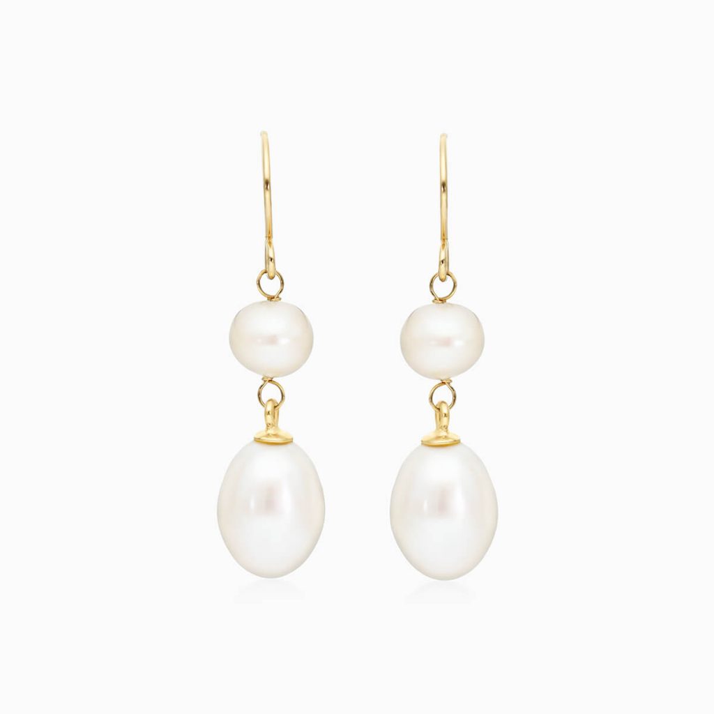 14K Yellow Freshwater Cultured Pearl Drop Earrings