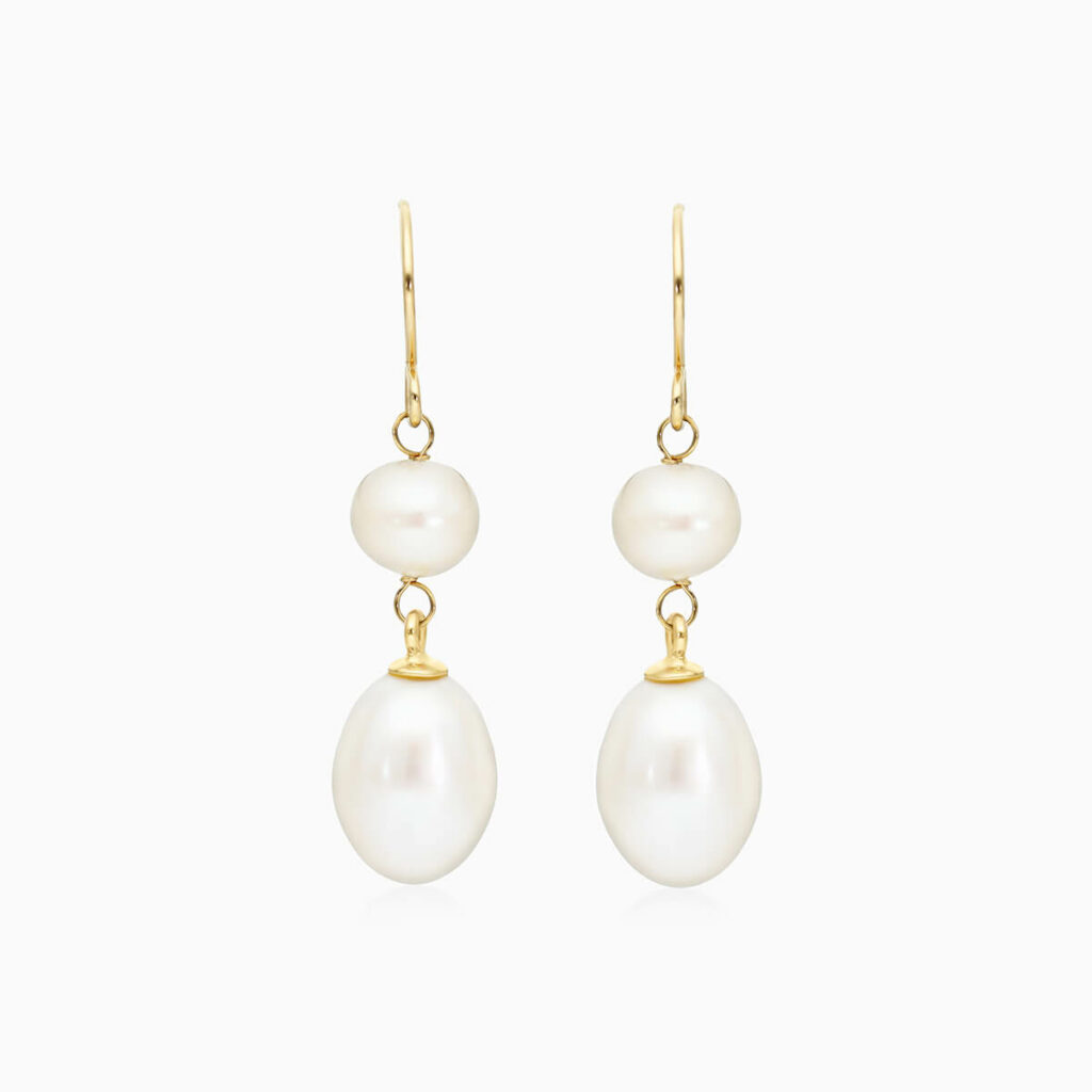 14K Yellow Freshwater Cultured Pearl Drop Earrings