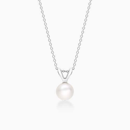 14K White Gold Cultured Freshwater Pearl Birthstone Necklace