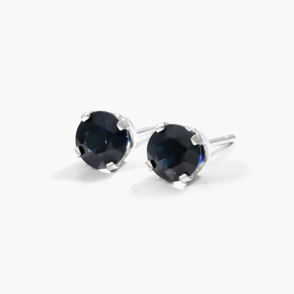 14K White Gold Sapphire Birthstone Earrings