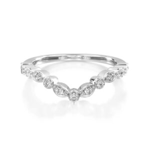 14K White Gold Alternating Shape Diamond Band