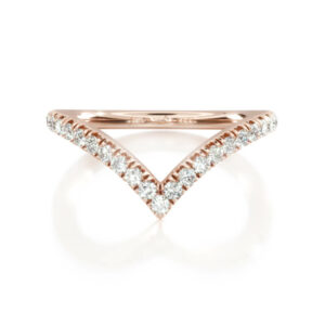 14K Rose Gold V Contour Diamond Ring