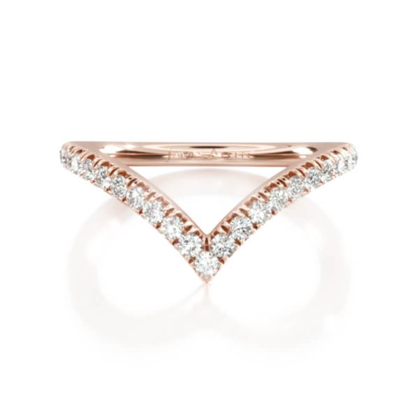 14K Rose Gold V Contour Diamond Ring