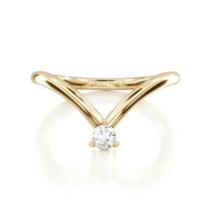 14K Yellow Gold Chevron Diamond Ring