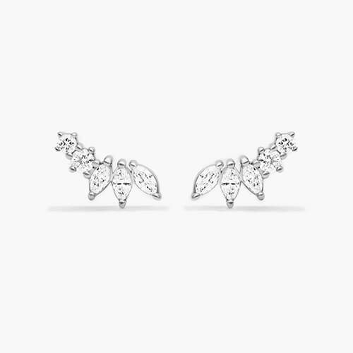 14K White Gold Ivy Lab-Created Diamond Climber Earrings